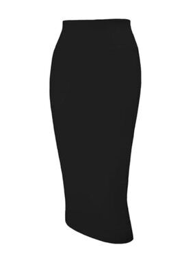 High Waist Stretchy Pencil Skirt Below Knee Bodycon Office Work